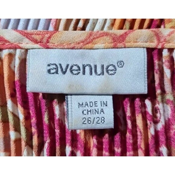 avenue Women Boho Tunic Top Plus Size 26/28 Plated Chiffon V-Neck Short SL 111A - Picture 5 of 7